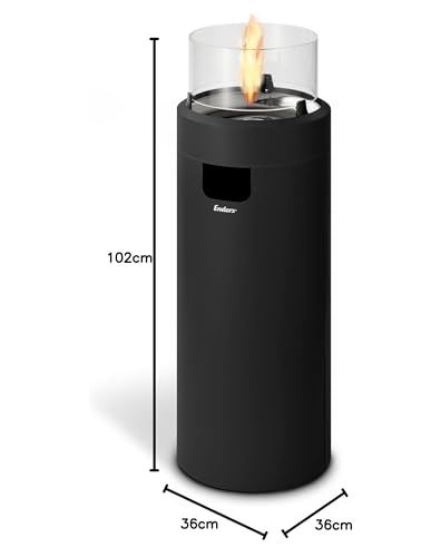 Enders Terrassenfeuer NOVA LED L BLACK, Gas Terrassenfeuer mit Ambientebeleuchtungen, ECO GREEN Brenner-Technologie und exzellentem Design, H102cm Ø 62cm, Schwarz #5601