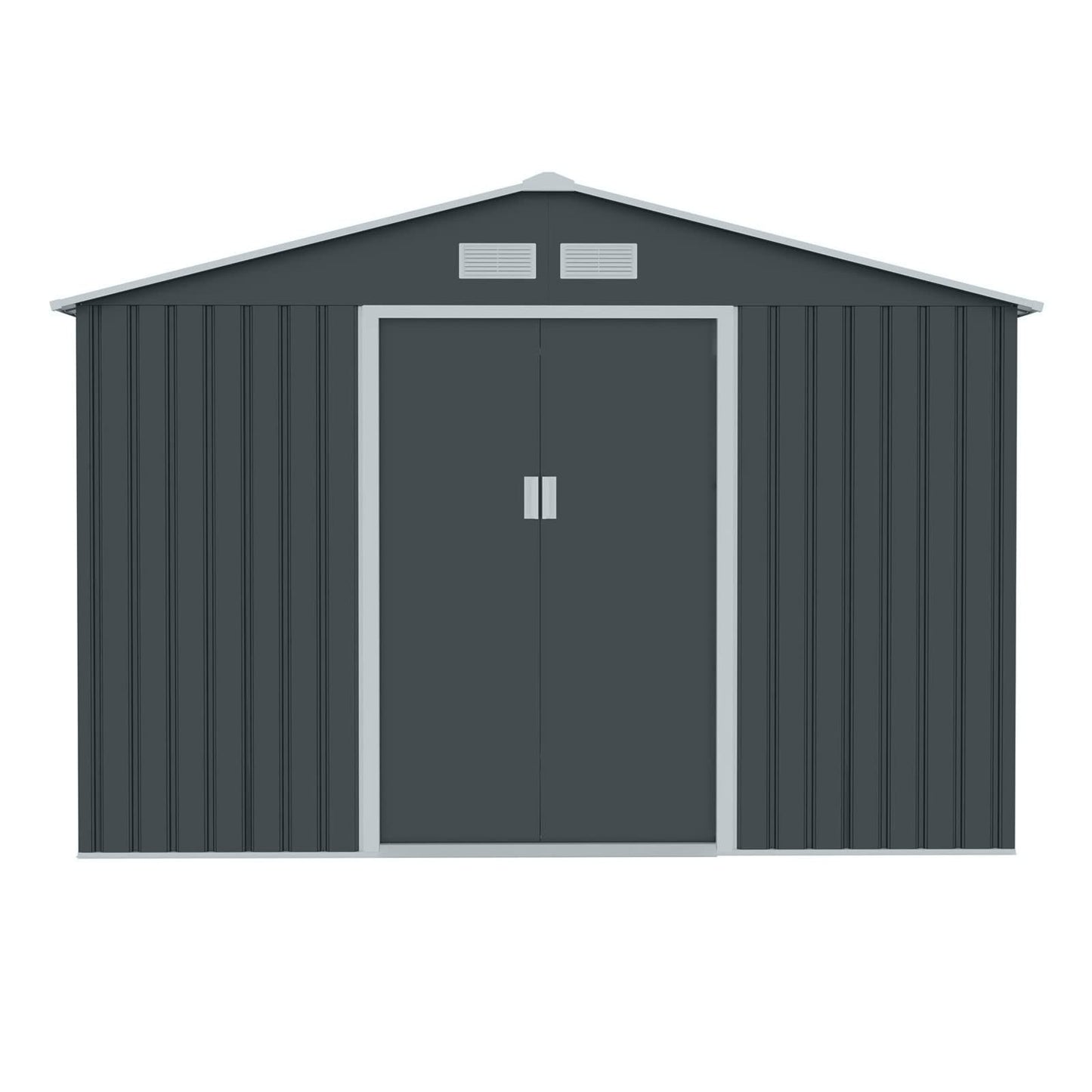 HATTORO S200 XXL Metall Gerätehaus 277x191x192cm Geräteschuppen Garten Schuppen Gartenhaus Satteldach (Anthrazit)