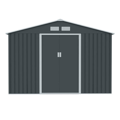 HATTORO S200 XXL Metall Gerätehaus 277x191x192cm Geräteschuppen Garten Schuppen Gartenhaus Satteldach (Anthrazit)