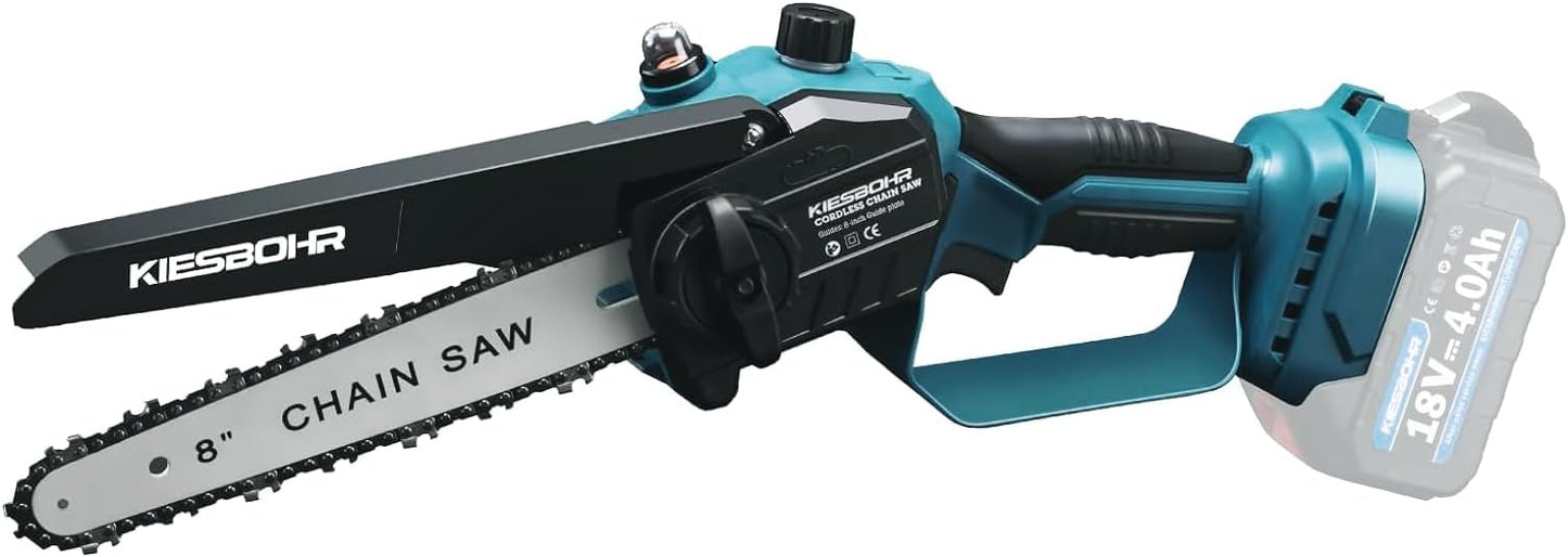 KIESBOHR CS001 Mini‑Akku‑Kettensäge (18 V, bürstenlos) — 20 cm Schwert, kompatibel mit Makita‑18V