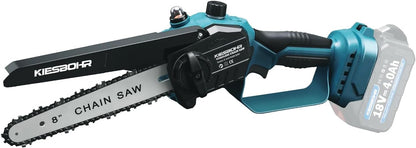 KIESBOHR CS001 Mini‑Akku‑Kettensäge (18 V, bürstenlos) — 20 cm Schwert, kompatibel mit Makita‑18V