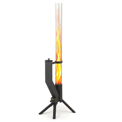 GARDENFLARE Feuerrohr Klassik – Edelstahl Feuersäule und Pelletfackel für Tolles Ambiente-Feuer – Terrassenheizer und Gartenkamin Alternative für Deine Terrasse und Garten (Schwarz Pulverbeschichtet)