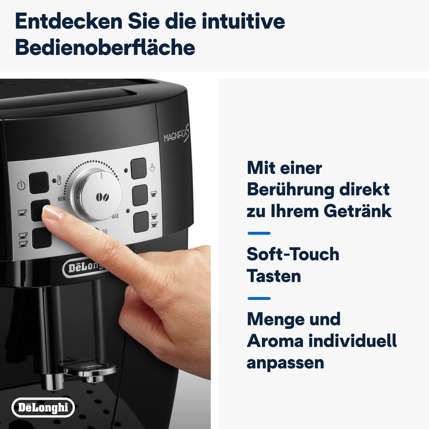 De’Longhi Magnifica S - Perfetto Kaffeevollautomat mit klassischem Milchaufschäumer, Espresso- und Cappuccino Kaffeemaschine, Bedienfeld mit Tasten, Schwarz (ECAM11.112.B)
