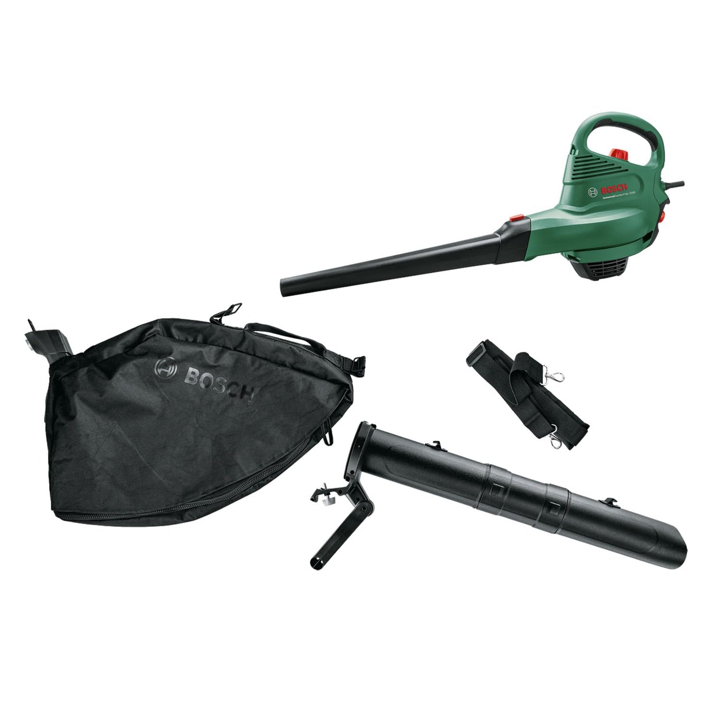 Bosch elektrischer Laubsauger/Laubbläser UniversalGardenTidy 3000 (3000 W, Fangsack 50 l, stufenlose Drehzahleinstellung, zum Blasen, Saugen und Häckseln von Laub, in Kartonverpackung)