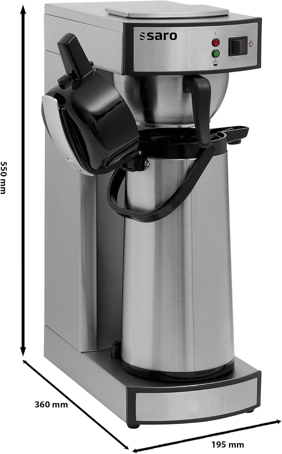 Saro 317-2085 Gastro-Kaffeemaschine mit Thermosflasche | 2,2 L | Edelstahl | ca. 10 Tassen