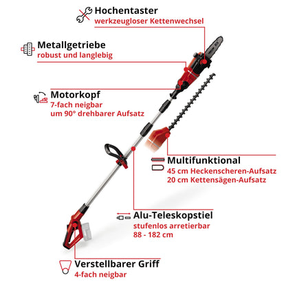 Einhell Akku Multifunktionswerkzeug GE-HC 18 Li T-Solo (2-in-1 Heckenschere und Motorsäge, Oregon Schwert, ohne Akku & Ladegerät)