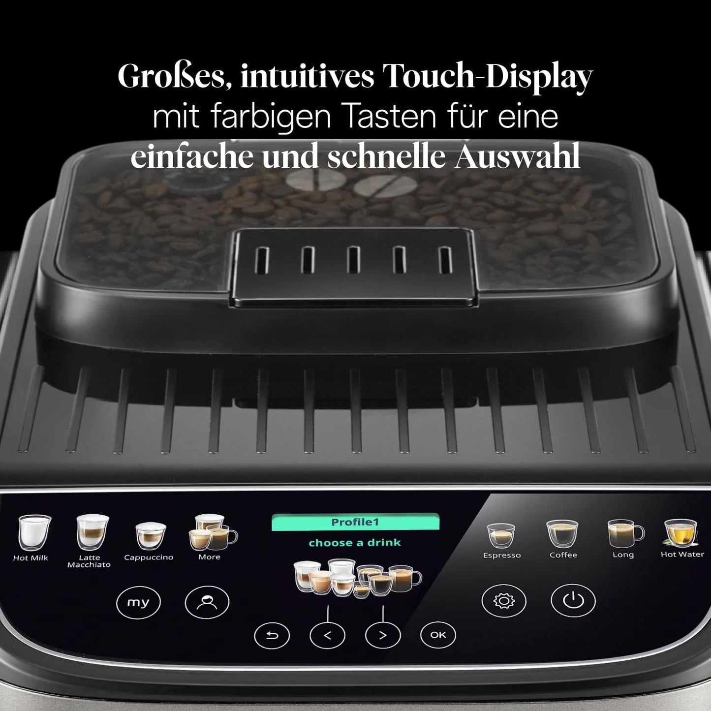 De’Longhi Magnifica Evo Next ECAM312.80.SB Kaffeevollautomat | LatteCrema | 13 Getränke | Touch-Display | Titan