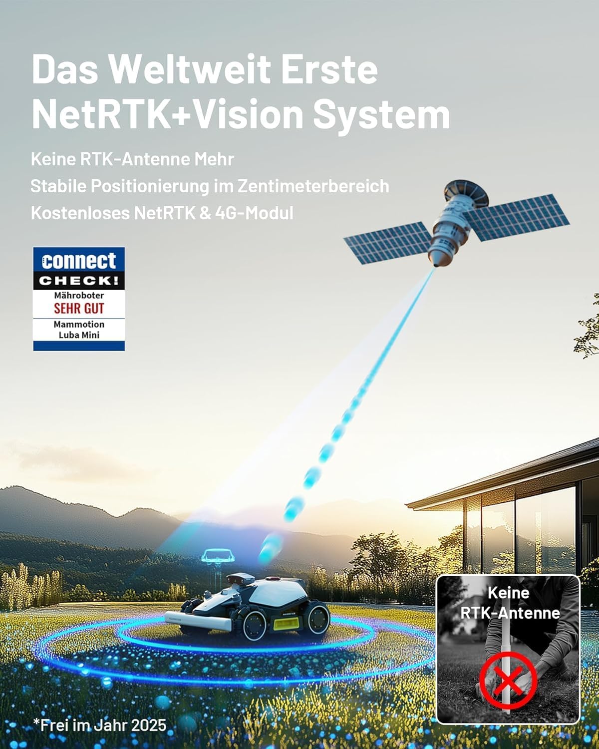 Mammotion LUBA Mini AWD 800 Mähroboter – Intelligenter Allround-Rasenpflegeautomat mit 4G, Virtuellem Zaun und Offroad-Fähigkeit für bis zu 1500 m²
