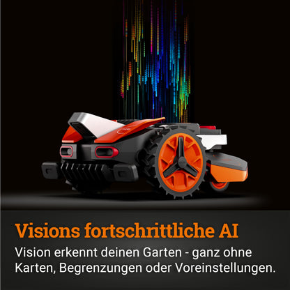 WORX Landroid Vision M600 WR206E.1 - Mähroboter ohne Begrenzungskabel für Gärten bis 600m², AI Rasenmäher Roboter (WLAN & Bluetooth, aktive Hindernisvermeidung mit KI-Technologie, Igelschutz)